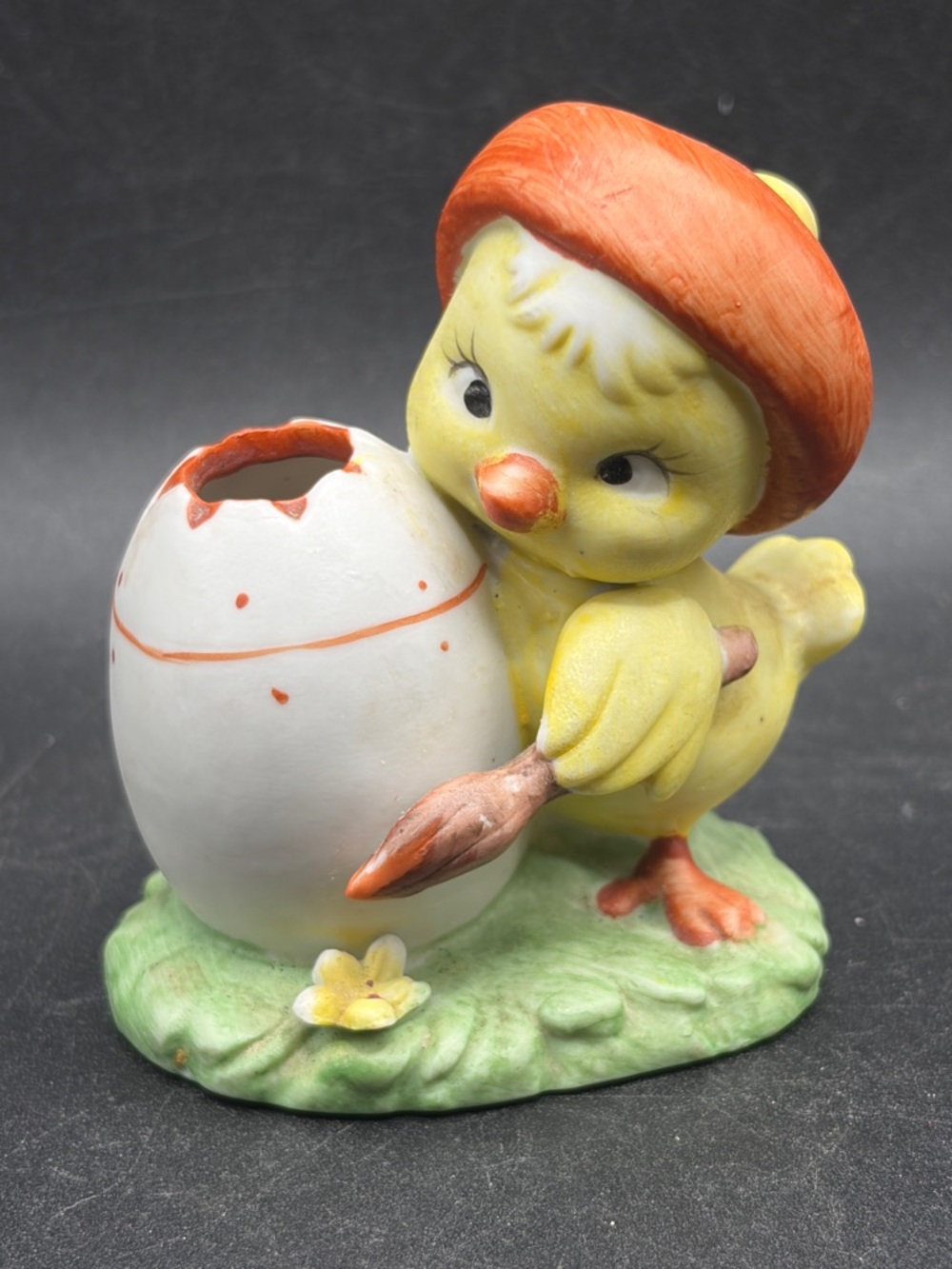Lefton Vintage Hand Painted Ceramic Artist Chicken Chick Toothpick Holder Vessel